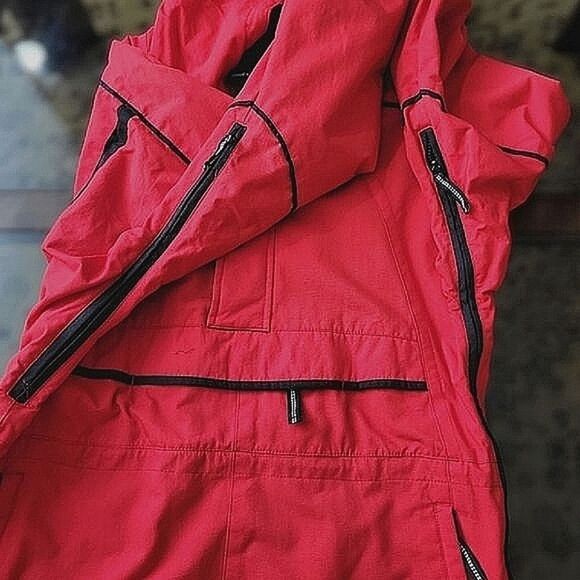 Vtg red half zip hooded pullover ski jacket - Picture 9 of 16